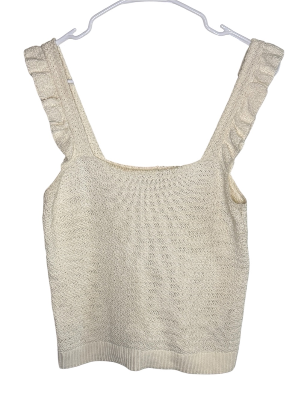 Madewell Cream Knit Ruffle Strap Tank Top Size Small